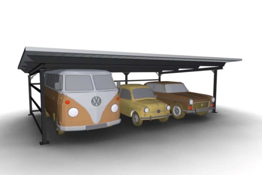 Carport 3 Stellplätze — Stahlcarport mit 250 kg/m² Schneelast